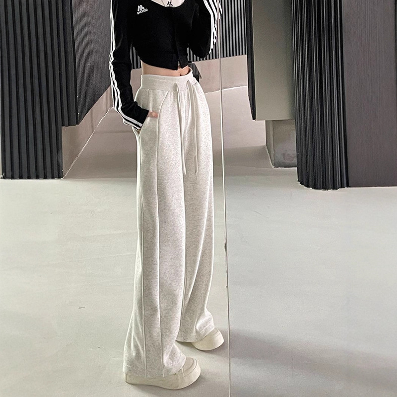 High-Quality Casual Sports Pants for Women, Spring, Autumn and Winter Large Size High-Waisted Wide-Leg Pants, Sweatpants, Women's Clothing Cross-Border Wholesale
