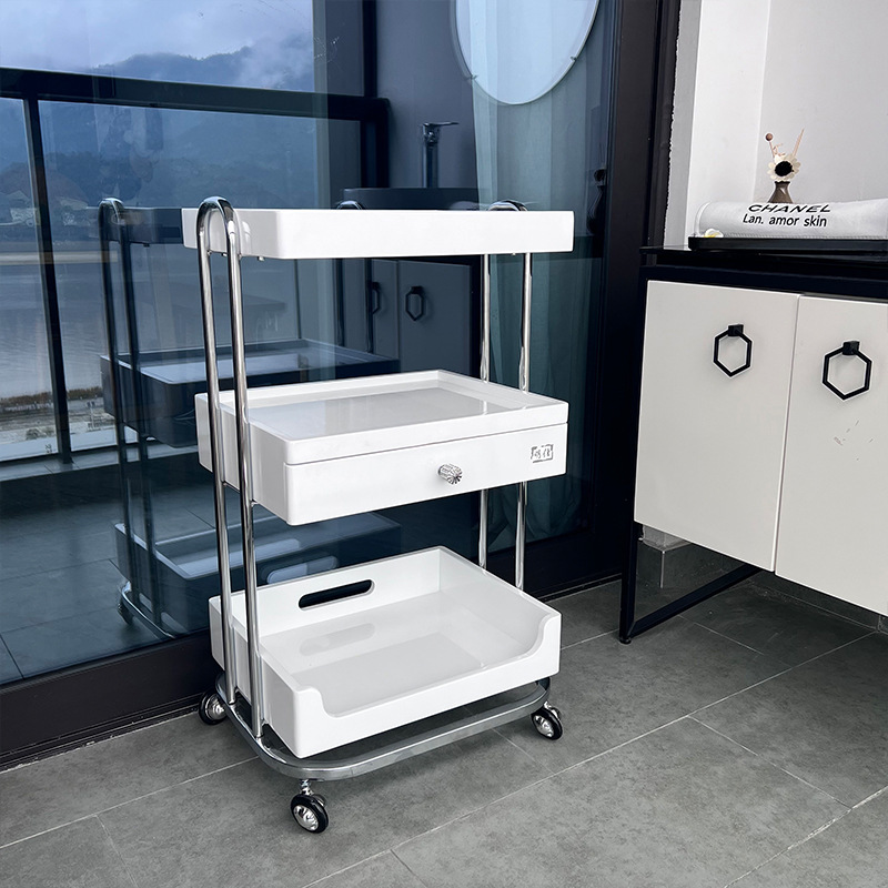 美容推车三层带抽屉简约欧式多功能小推车美容院小推车美甲工具车