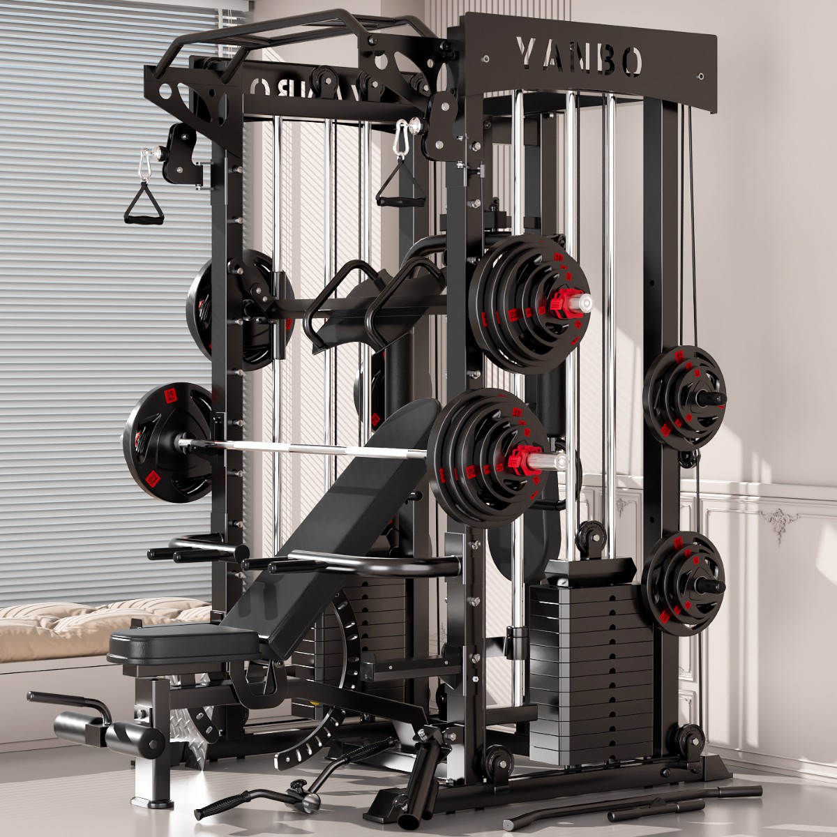 Equipo combinado de entrenador integrado multifuncional de Smith para pájaros domésticos de yu dragón en cuclillas y empuje horizontal