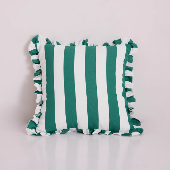 Ollo verde oscuro blanco rayas borde almohada impermeable
