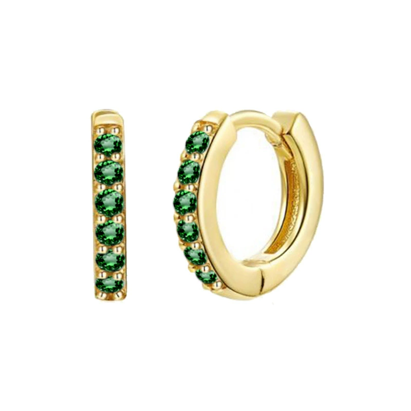 Сережки-гвоздики, отверстия 925 серебро, разноцветный цирконий, внутренний диаметр 7 мм