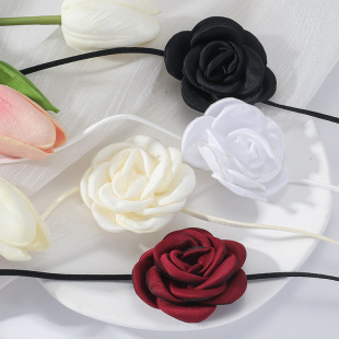 Black Beige Burgundy White Korean Flower Lace Choker Necklace Retro Palace Sexy Neck Strap Waist Accessories