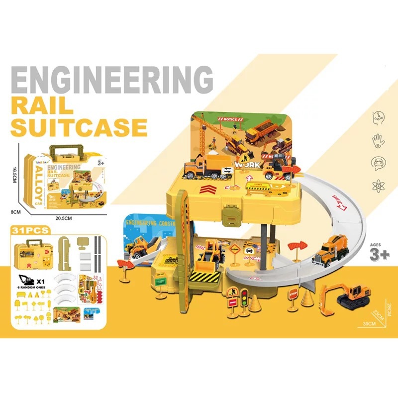 Los niños transfronterizos juegan a las casitas pista de estacionamiento traje de simulación de aleación de tráfico de coches bolsa de almacenamiento portátil de juguete