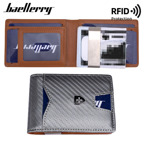 Men's Card Holder Business 50% Off RFID Magnetic Carbon Fiber Texture Leather Card Case Wallet US Dollar Bag Coin Purse