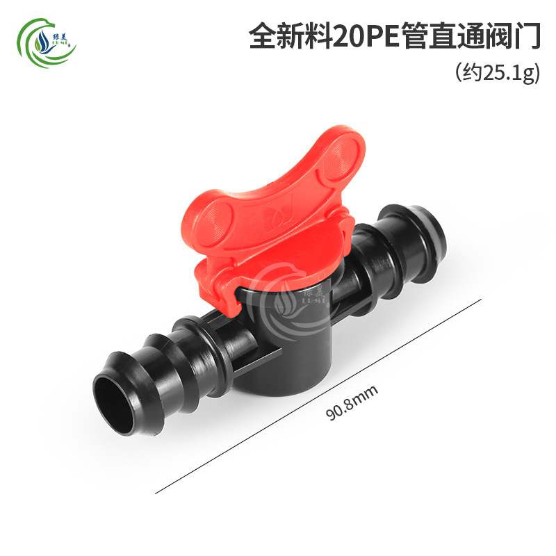 Nuevo material 16 20 PE tubo a través de la válvula 4 minutos 6 minutos válvula de diente externo micro spray goteo spray accesorios de tubería PE