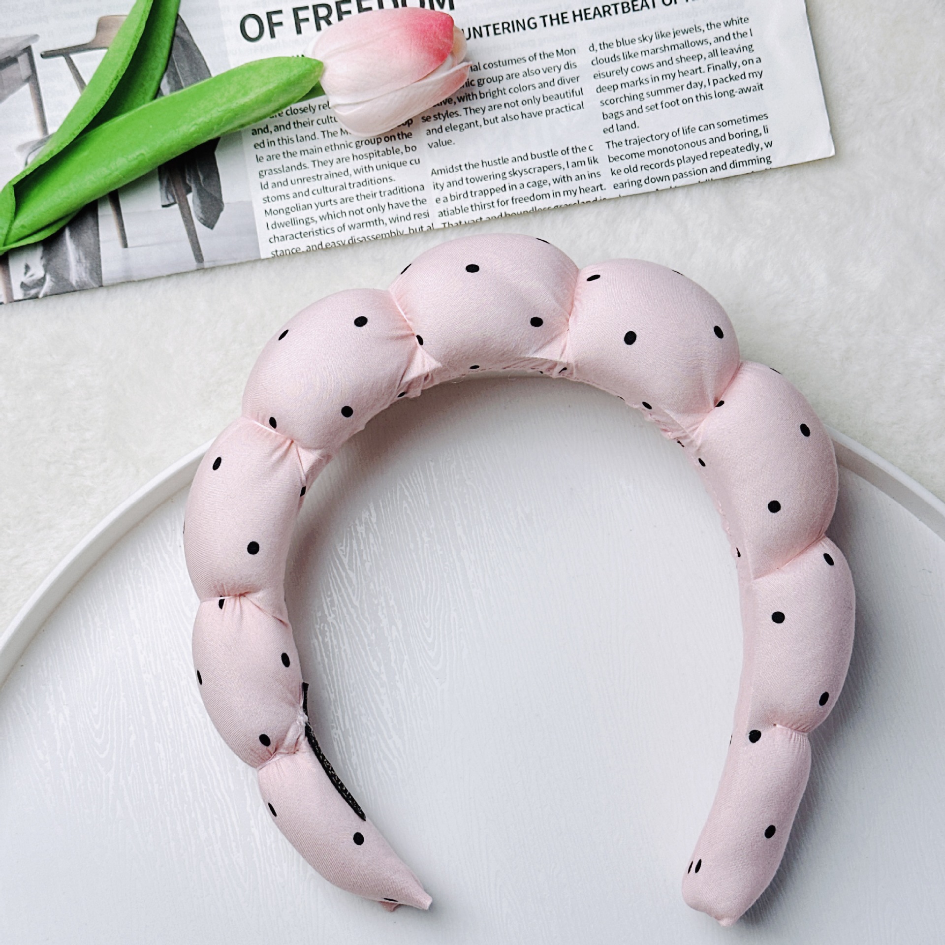 Diadema de Esponja tipo Nube de Tela para Lavado de Cara