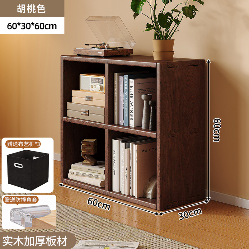 Gabinete de madera maciza con cajón de madera de madera de piso estante de color nuez ocho cuadrones bajo gabinete de almacenamiento