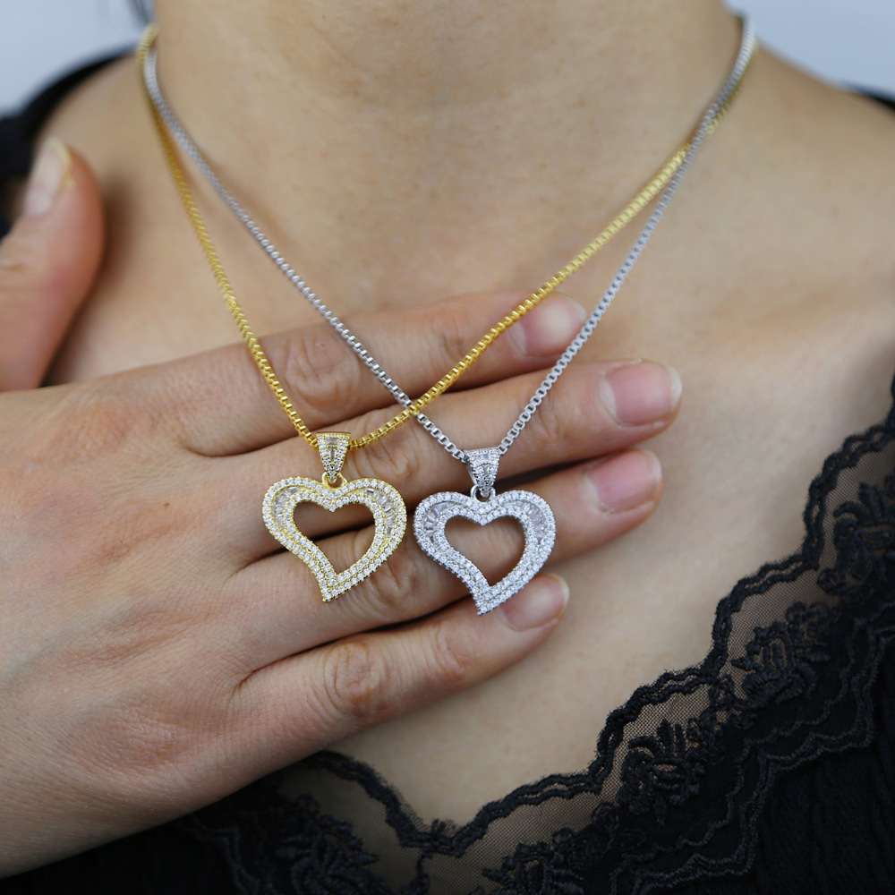 1 Piece Quantity Wholesale Jewelry Retro Classic Style Heart Shape Copper Pendant Necklace Belcher Chain