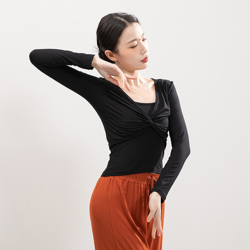 Modern dance practice clothing tops for women spring and autumn adult modal Chinese classical dance clothing yoga body long sleeves