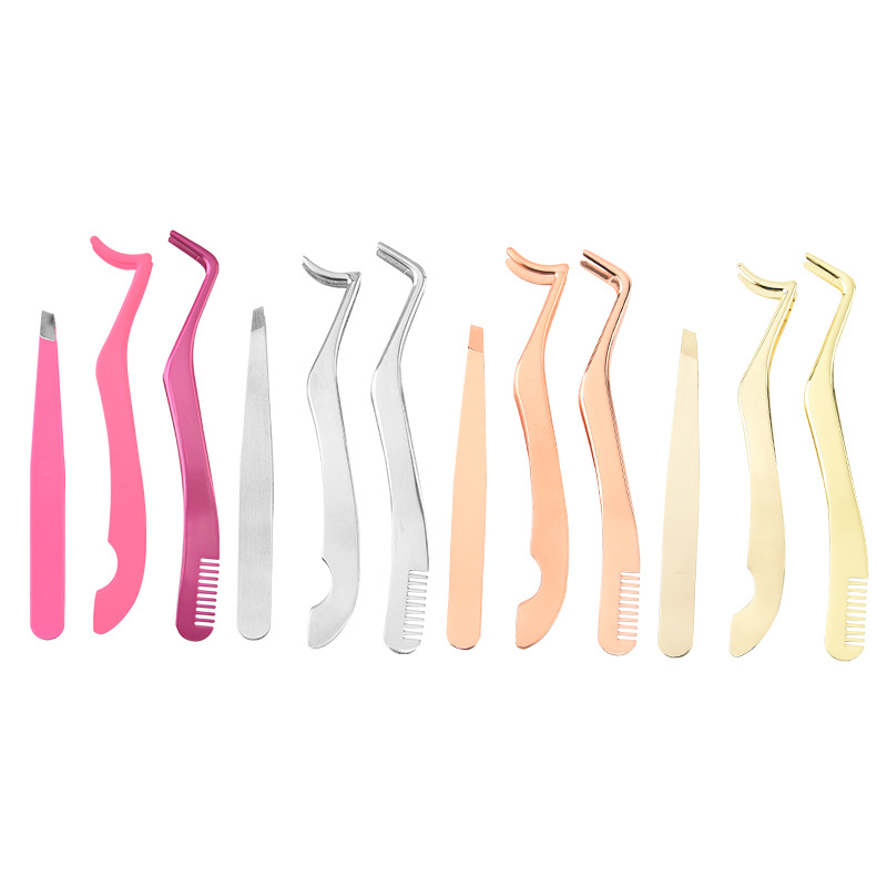 Injerto de pestañas postizas pinzas traje portátil clip de Peine clip de cejas clip de siete en forma de clip de pestañas postizas herramienta auxiliar