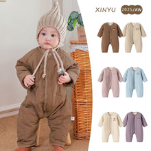 宝宝长袖夹棉连体衣25年新款婴儿秋冬北欧风长爬保暖冬季外出衣服