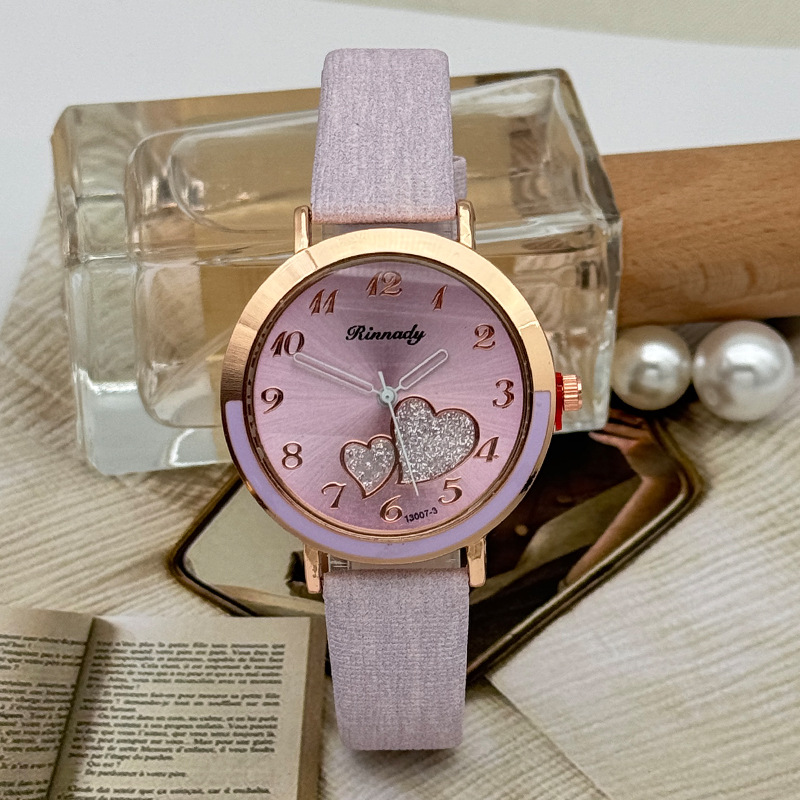 Cross-Border Foreign Trade New Fashion Simple Belt Women's Watch Temperament Love Casual Quartz Watch Manufacturer Wholesale