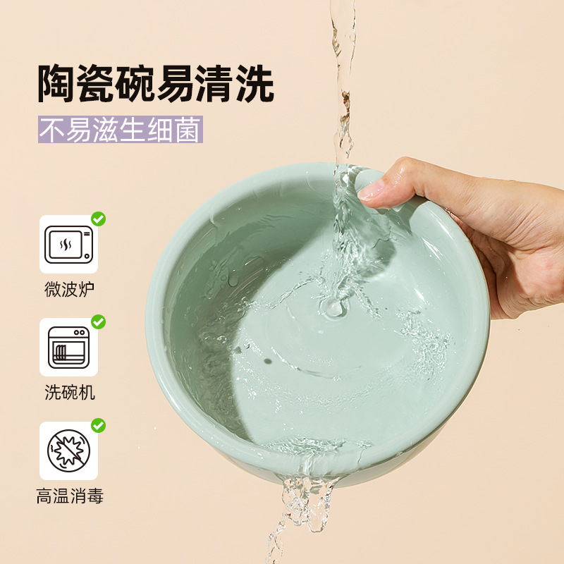 Cerámica alta y baja pie anti-voltar tazón para gatos comida para gatos bocadillos congelados enlatados anti-columna cervical platos para mascotas comida para perros doble tazón