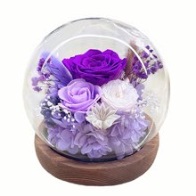 球形玻璃罩永生花成品玫瑰向日葵康乃馨情人节母亲节礼物