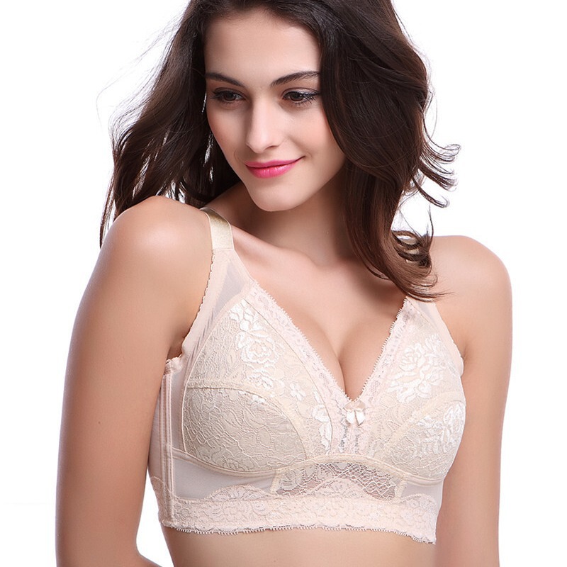 Ultra-thin breathable thin simple natural style bra comfortable wireless lace edge Full Cup underwear