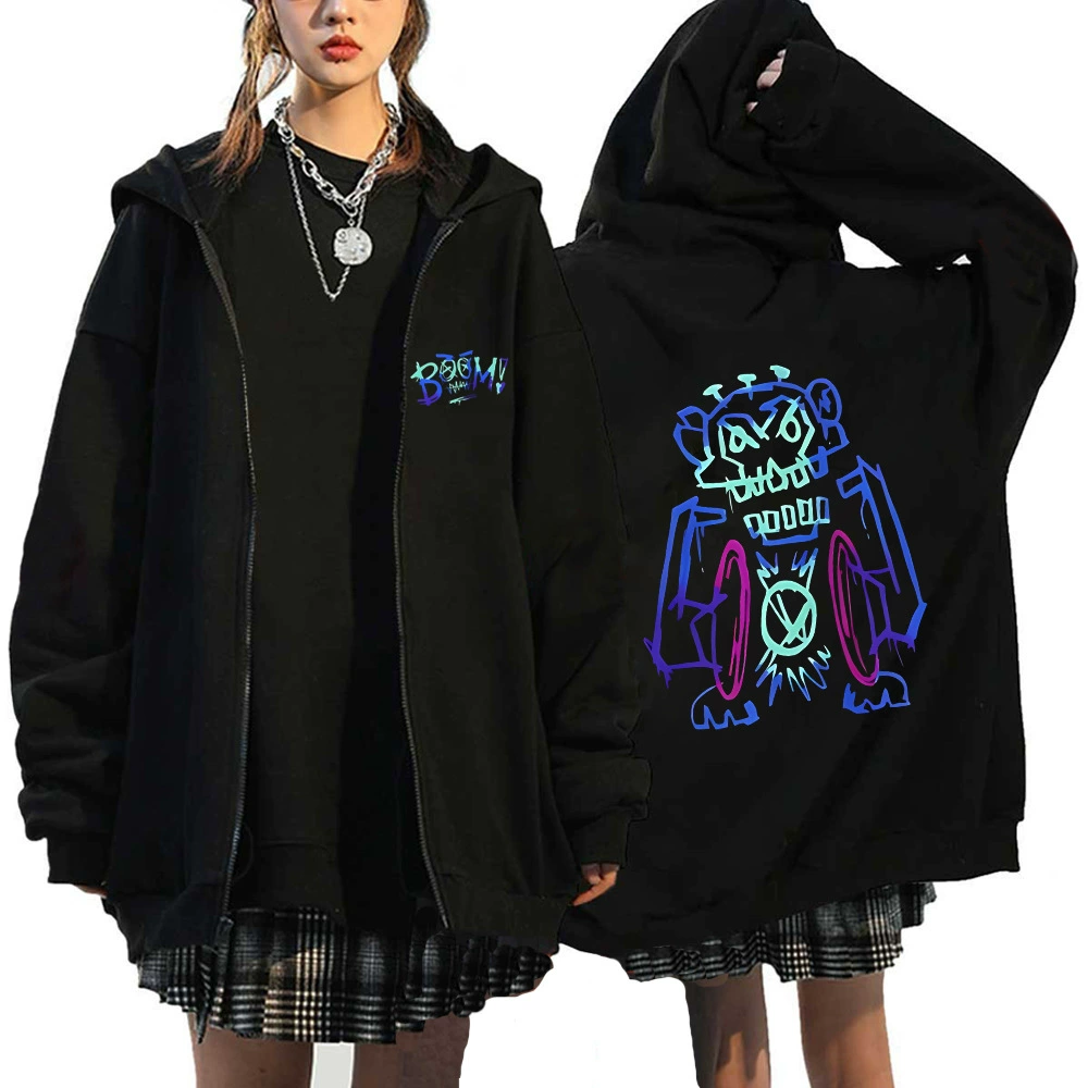 Аркейн Джинкс Zip Up куртки-monkey кукла-кролик граффити Гранж