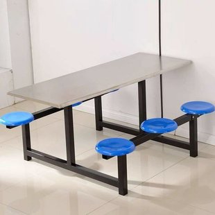 Stainless steel canteen dining table and chair combination 4 people 6 people school staff canteen dining table fast food table and chair combination