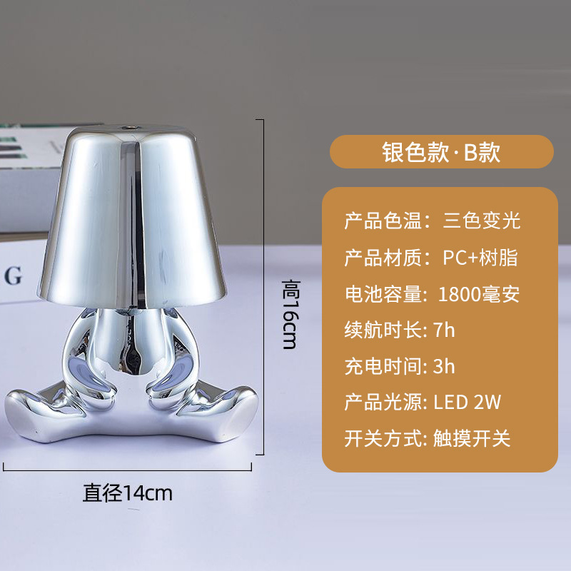 国境を越えた小金人電気スタンド装飾テーブルライトレストランカフェの家庭装飾雰囲気ランプ思考者の小夜灯|undefined