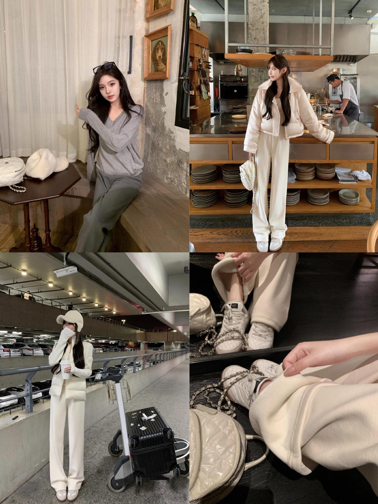 Viejos salvajes de piernas frías ~ 24 otoño y invierno nuevos pantalones de piernas sueltos y delgados, cintura elástica y pantalones casuales de lana
