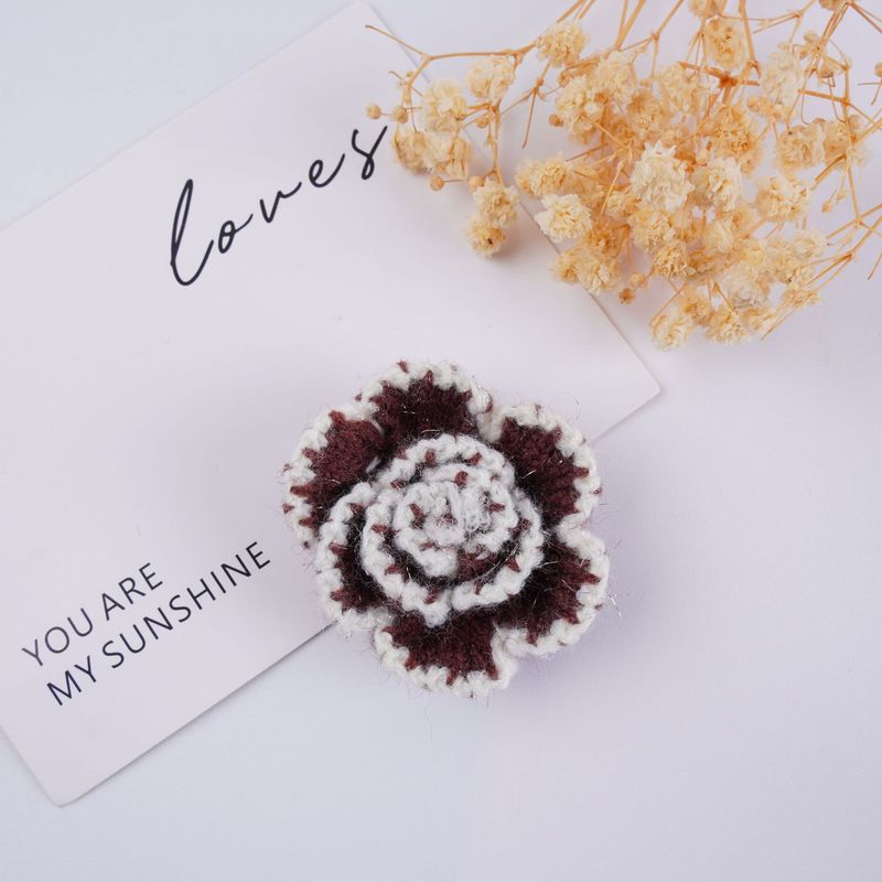 韓国の布芸の手作りのdiyニットの毛糸のバラのツバキの花の立体の花の子供の髪飾りのアクセサリー|undefined