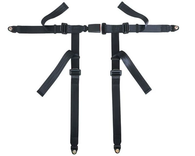Go-kart seat with four-point safety belt, adjustable for children and adults, 3C certified amusement equipment (Car seat belt) - black