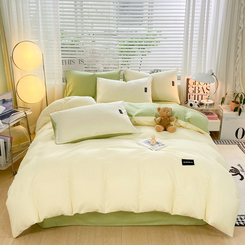 Algodón simple de cuatro piezas de color sólido cubierta de edredón de algodón dormitorio de estudiantes de tres piezas de cama de algodón de lana larga cuatro piezas de algodón