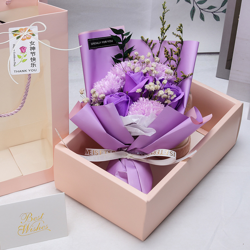 23粉卡盒7朵母亲节花束 紫4