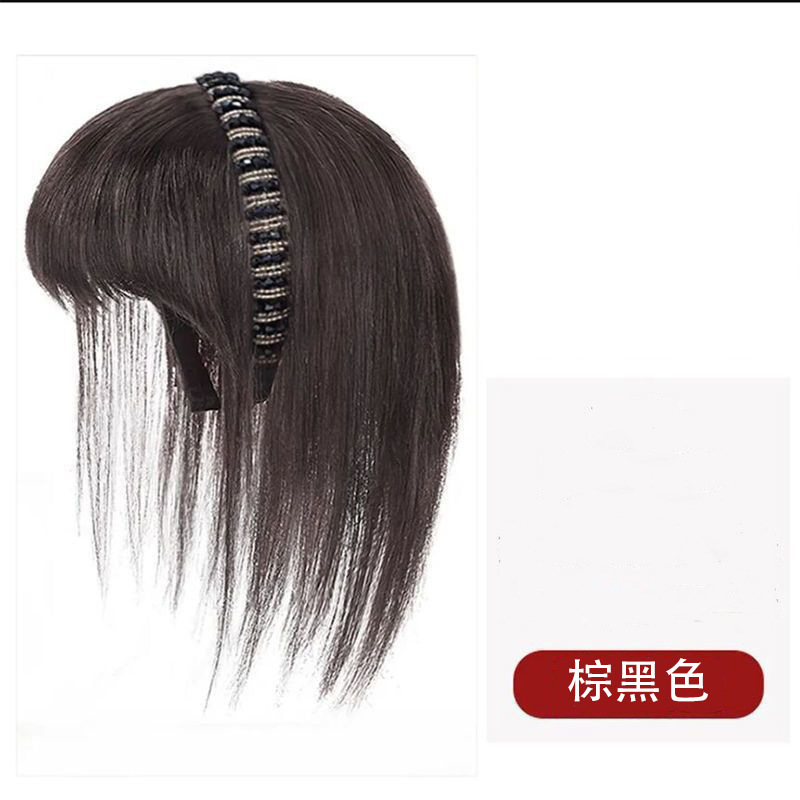 水钻发箍刘海假发女一体补发片仿真发水钻发箍卷发片遮白发直发片|undefined