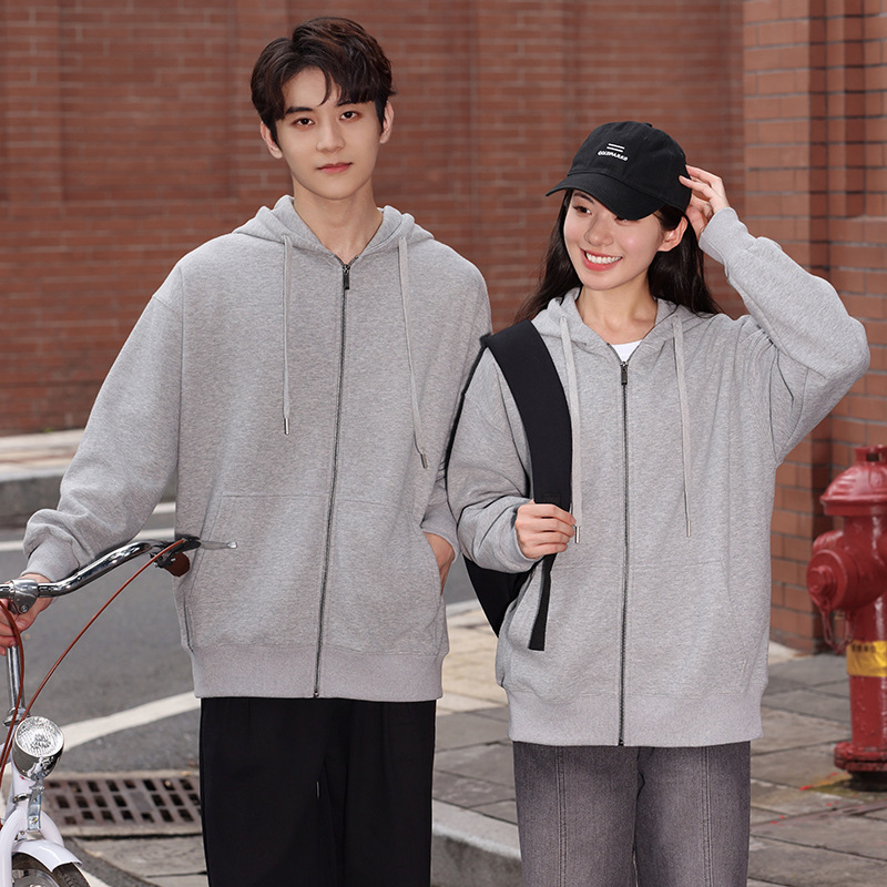 秋季新款休闲拉链连帽衫男士卫衣星空棉宽松落肩开衫外套班服潮|undefined