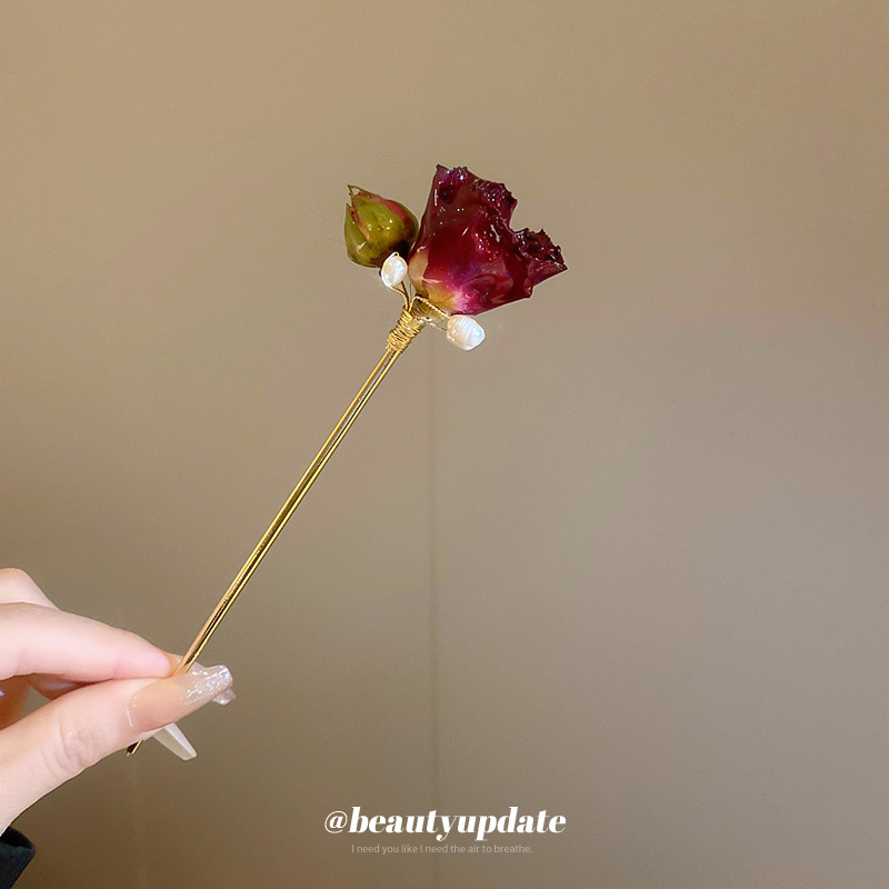 Horquilla de perlas de rosas retro, nueva atmósfera china, nueva horquilla, moda, horquilla de cabello, horquilla de cabello, accesorios para el cabello