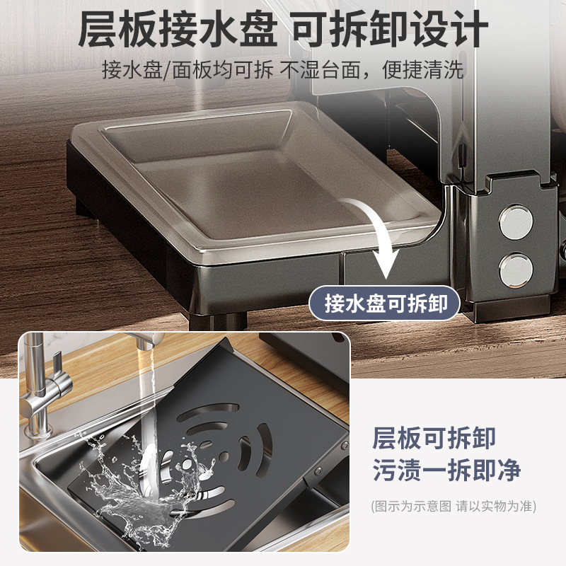 Estante de almacenamiento de cocina estante de almacenamiento de olla Mesa multi-capa hogar multi-funcional fregadero gabinete en capas estante de la olla