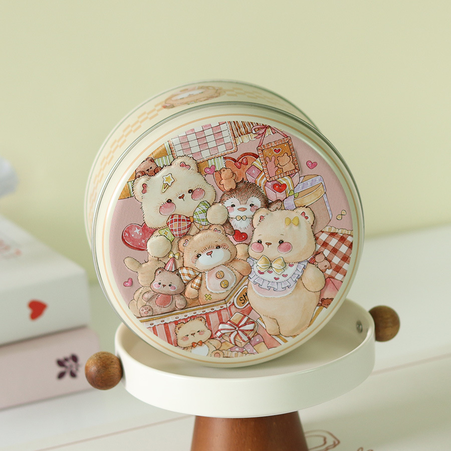 Nuevo pequeño 135 caja de hierro de galletas redondas lindo conejo gato caramelo galleta embalaje lata de hojalata image 16