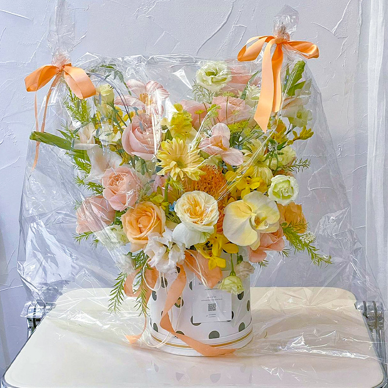 bolsa de flores de alta transparencia a prueba de polvo a prueba de viento impermeable empaque cubierta protectora plástico de transporte de flores empaque floral