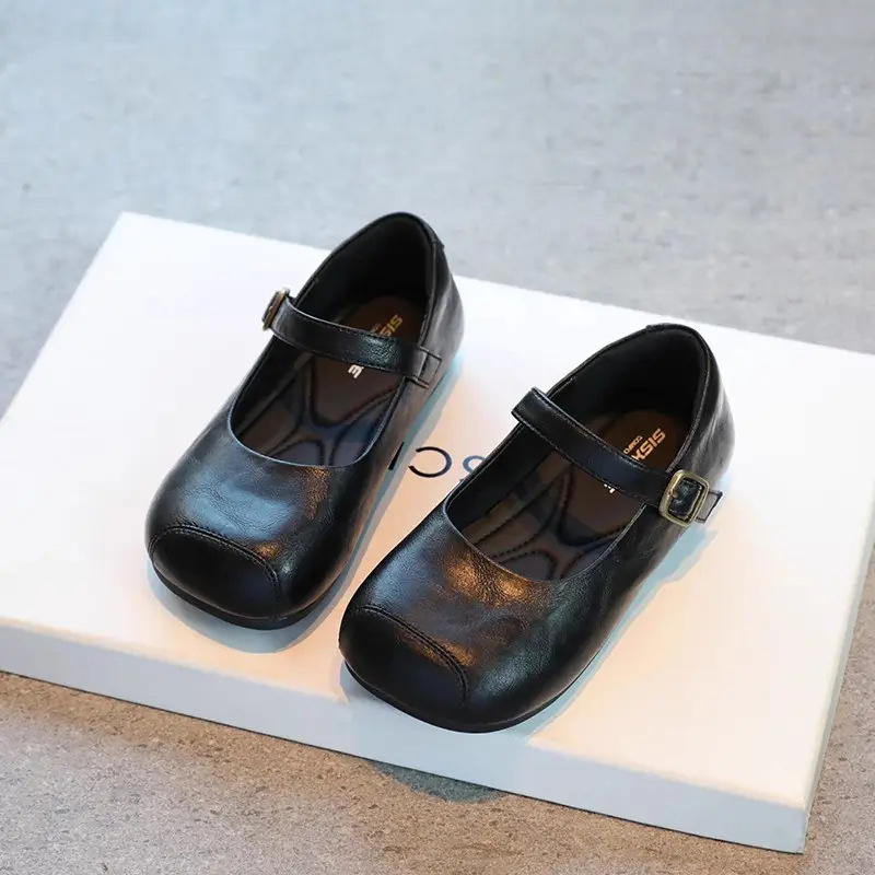 Girls' Leather Shoes Spring and Autumn Children's Shoes Baby Girl 2025 New Autumn Little Girls Black Mary Jane Shoes Soft Sole