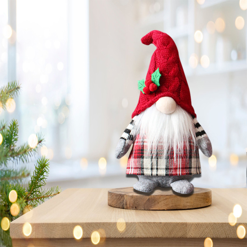 Decoraciones de Navidad transfronterizas hojas creativas adorables muñecas con sombrero decoraciones muñecas sin cara para ancianos