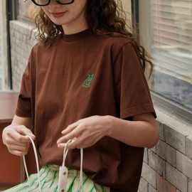夏日新韩版时髦慵懒兔子刺绣圆领短袖T恤宽松显瘦休闲上衣女