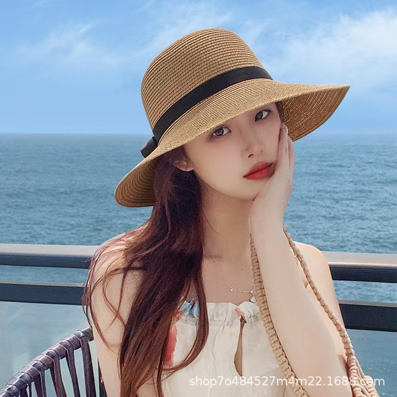 ビーチハット レディース 夏 小さめ フレッシュ 韓国風 海辺旅行 夏麦わら帽子 万能日よけ帽子 サンハット 日焼け止め帽子|undefined