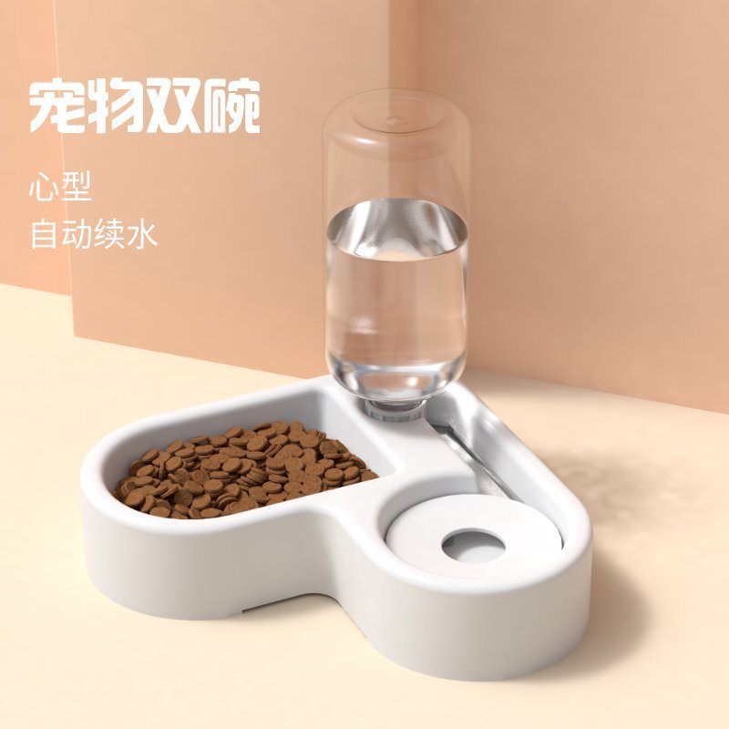 Pet Bowl, Cat Bowl, Dog Bowl, Anti-knock Over, Automatic Water, Non-wet Mouth, Double Bowl, Corner Special for Eating and Drinking Water Without Accidental