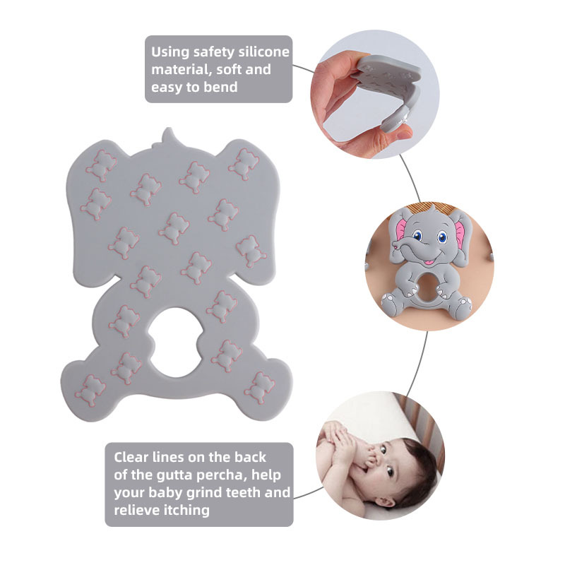 Creativo DIY bebé suministros nueva historieta de silicona elefante juguete teether dientes del bebé moler dientes Shaper