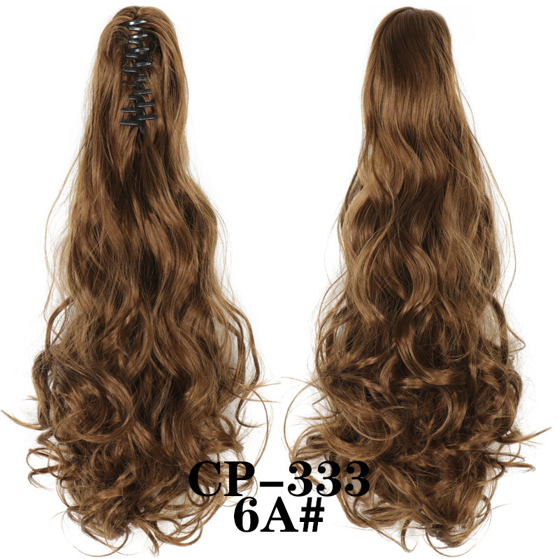 Europa y los Estados Unidos pelucas ondas largas pelucas de fibra química agarrar clip de cabello rizado garra de caballo 8 dientes fábrica de cola de caballo en stock