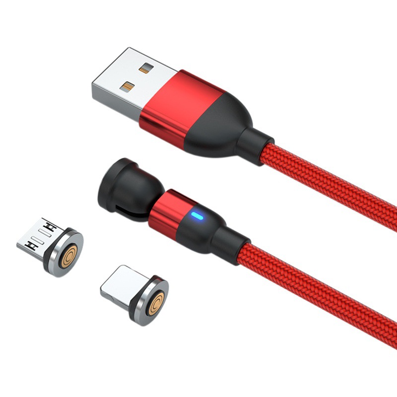 Cable magnético giratorio de carga rápida 3A, 540°, 3 en 1, conector magnético universal