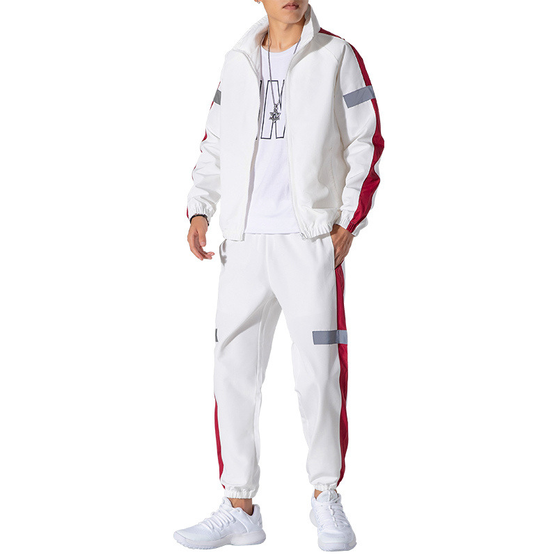 Trajes deportivos casuales transfronterizos para hombres primavera y otoño guapo chaqueta de cuello vertical casual para correr dos piezas de otoño