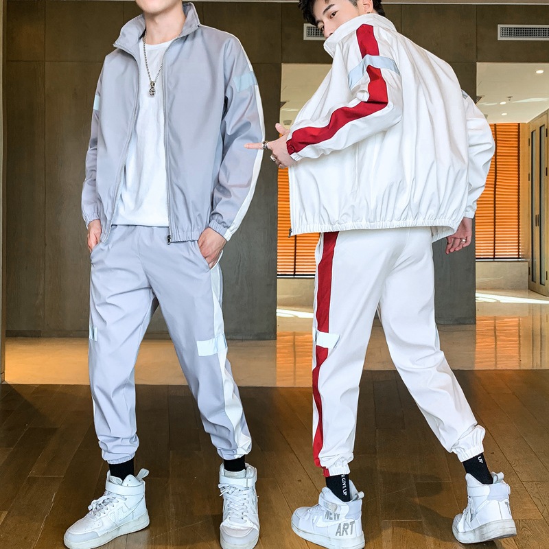Conjunto deportivo informal para hombre de otoño, chaqueta informal elegante con cuello alto para primavera y verano, conjunto de dos piezas de marca moderna para correr