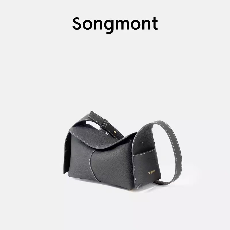 春夏头层牛皮通勤斜挎hobo包Songmont山下有松挂耳系列mini屋檐包|undefined