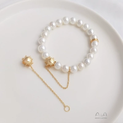 Color Preservation 14K Pack Gold Moon Sun Big Hole Bead Hanging Chain DIY Beaded Bracelet Beaded Fashion Jewelry Shagang Accessories (Zərgərlik ara hissələri) - 14k-pack-gold-sun-hanging-chain-1-bracelet-without-beads