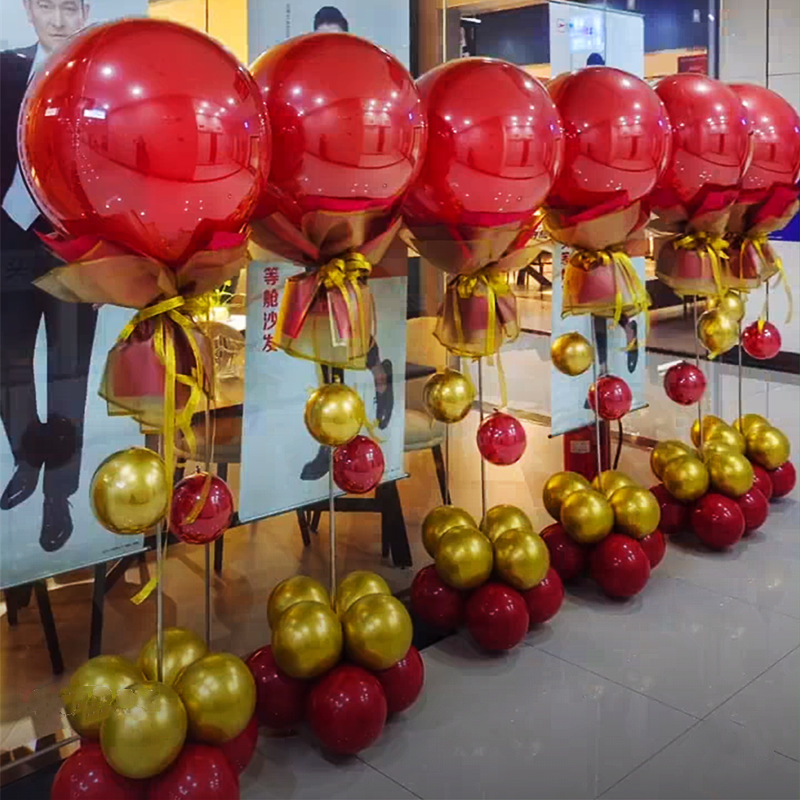 Red and gold hot air balloon arch columns for New Year's Spring Festival decoration, scene arrangement, 4S store car dealership, shopping mall event supplies