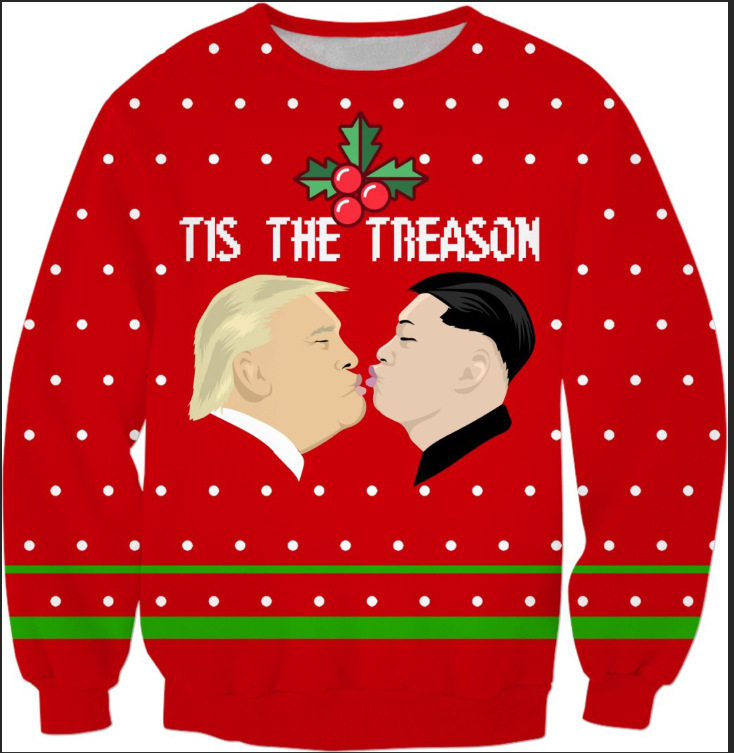 Transfronterizo europeo y americano 2024 Navidad HAPPY3D impresión digital pareja de hombres y mujeres suéter de cuello redondo para niños cabello de una pieza