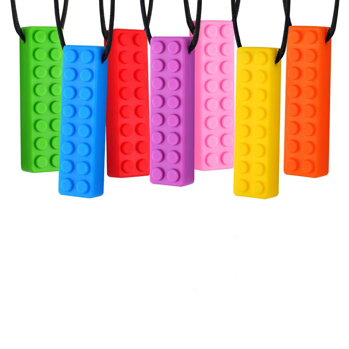 亚马逊宝宝硅胶积木牙胶婴幼儿口欲期磨牙棒自闭症儿童笔套咬咬乐