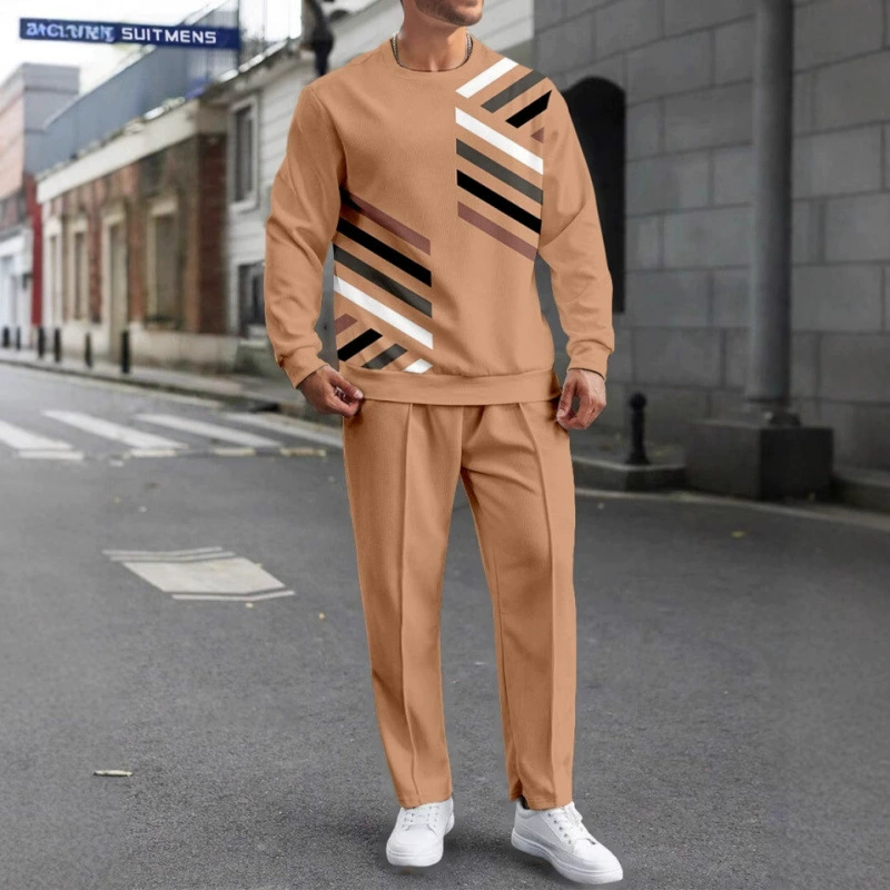 Мужская весенне-осенняя мужская повседневная спортивная толстовка с круглым вырезом и 3D-принтом Amazon, мужские брюки с длинными рукавами, модный комплект