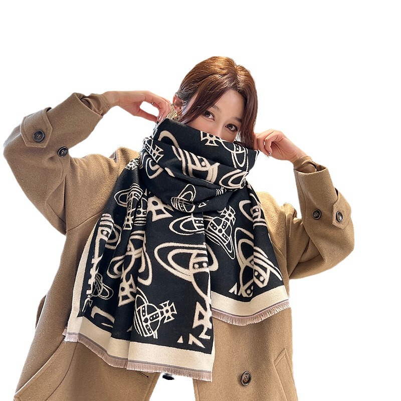 新しい両面のマフラーの女性の冬の韓国版の百合はカシミヤの高級なお母さんの両用のマントの厚い保温のマフラーをまねます。|undefined
